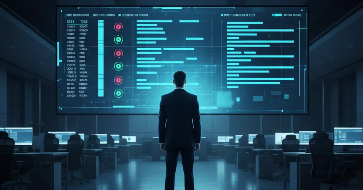 A corporate operations center at night with a large monitor displaying a structured call-log dashboard showing timestamped records, consent status indicators