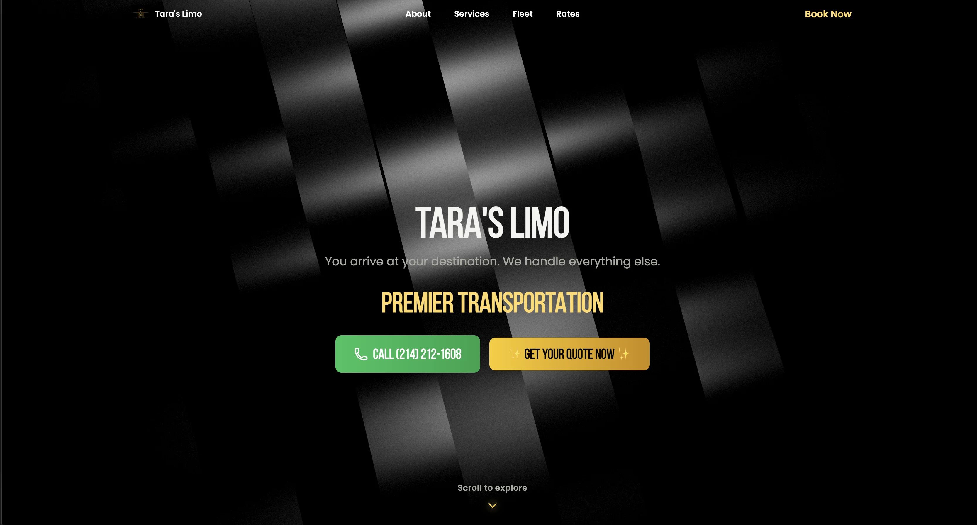 Taras Limo website screenshot